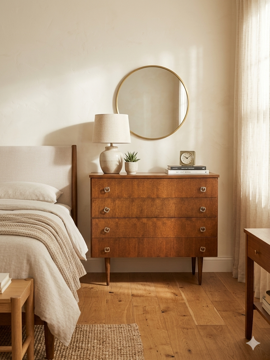 Vintage oak commode from the 1960s.