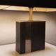 Lampe années 70 en laiton doré et cuir noir