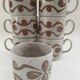 Sept tasses à déjeuner en grès 70s