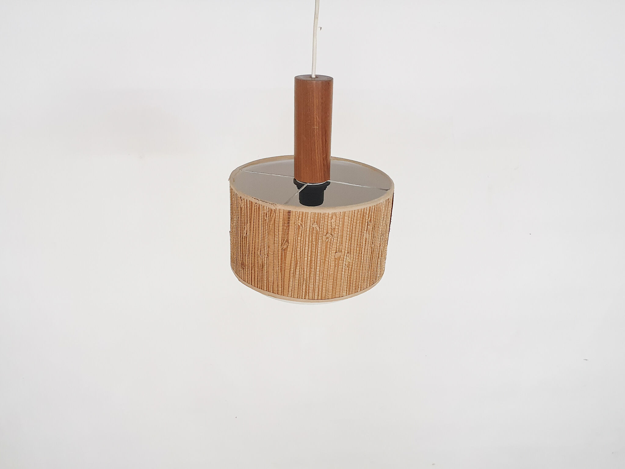 Scandinavian modern rattan pendant light, 1960's