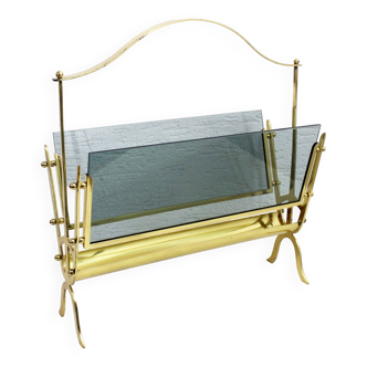 Glass and brass magazine rack 1960