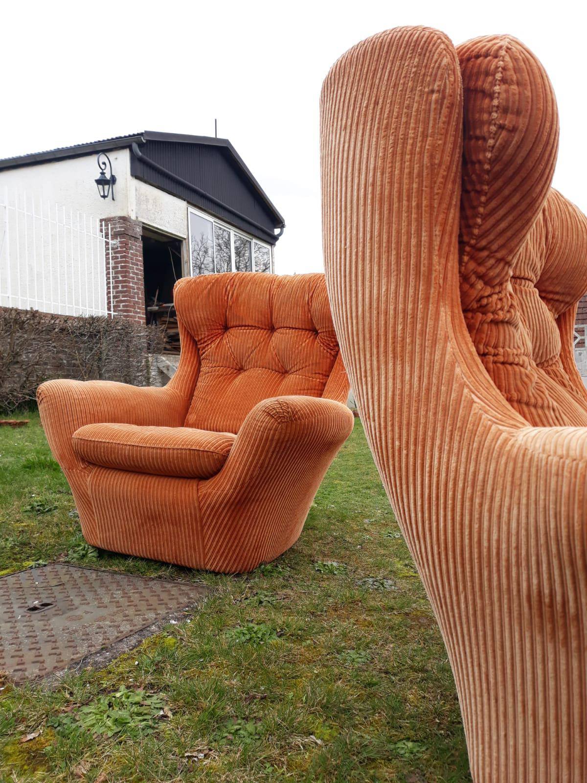 Pair of Steiner velvet armchairs