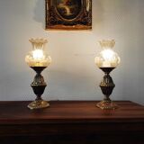 Paire de lampes rétro en laiton