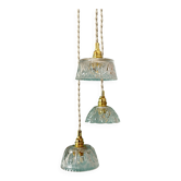 Vintage triple suspension lampshade in glass and cut crystal - collection