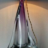 Large Purple Crystal Table Lamp, Signed by Vannes Le Chatel, France