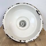 Industrial British White Enamel Factory Pendant Lamp from Benjamin, 1960s