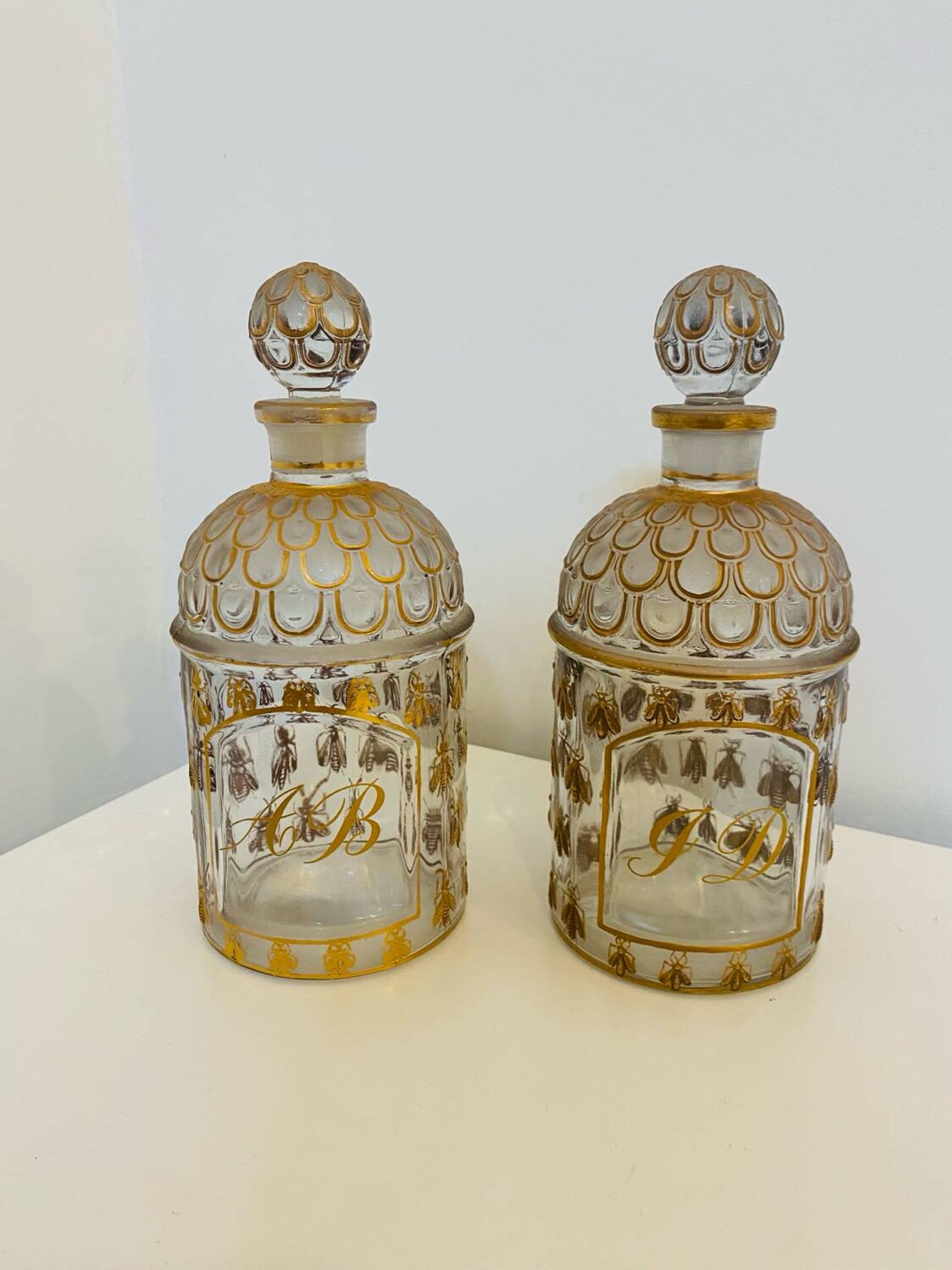 Lot of 2 vintage Guerlain Cologne perfume bottles.