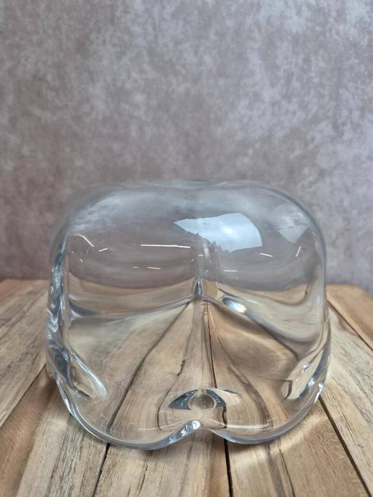 Large solid crystal bowl signed Kosta – vintage Scandinavian design