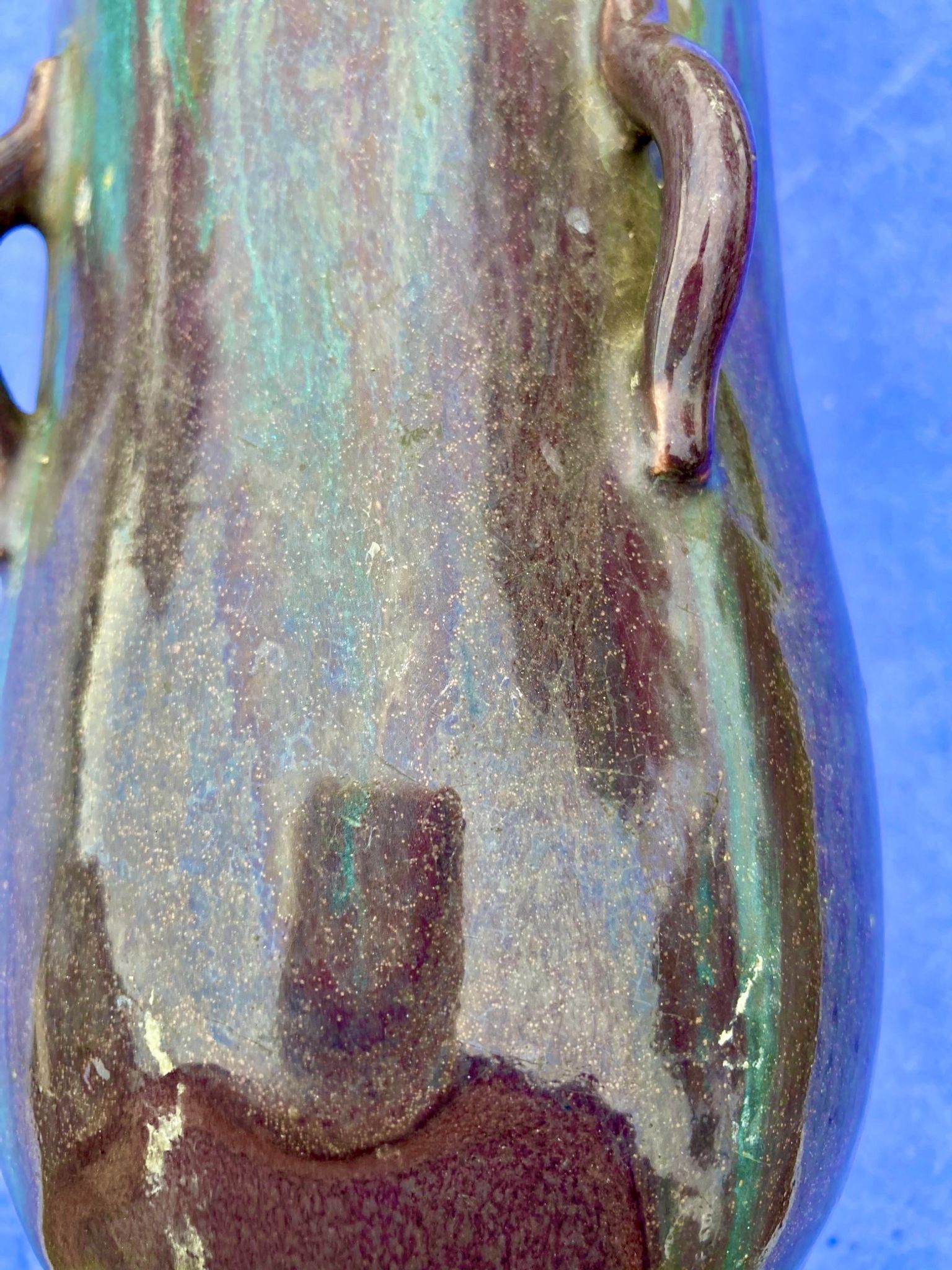 Vase coloquinte art deco in stoneware signed primavera n° 3501
