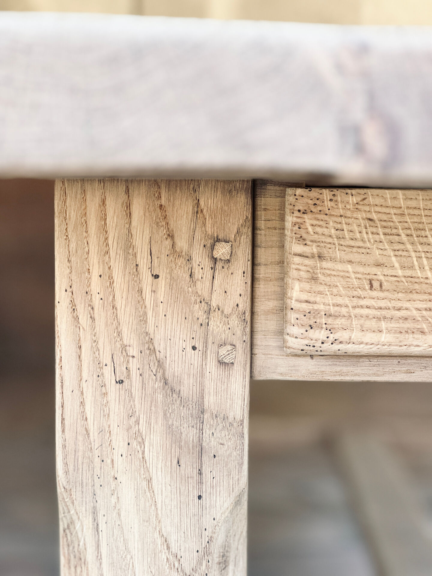 Large farmhouse table - solid oak - drawer