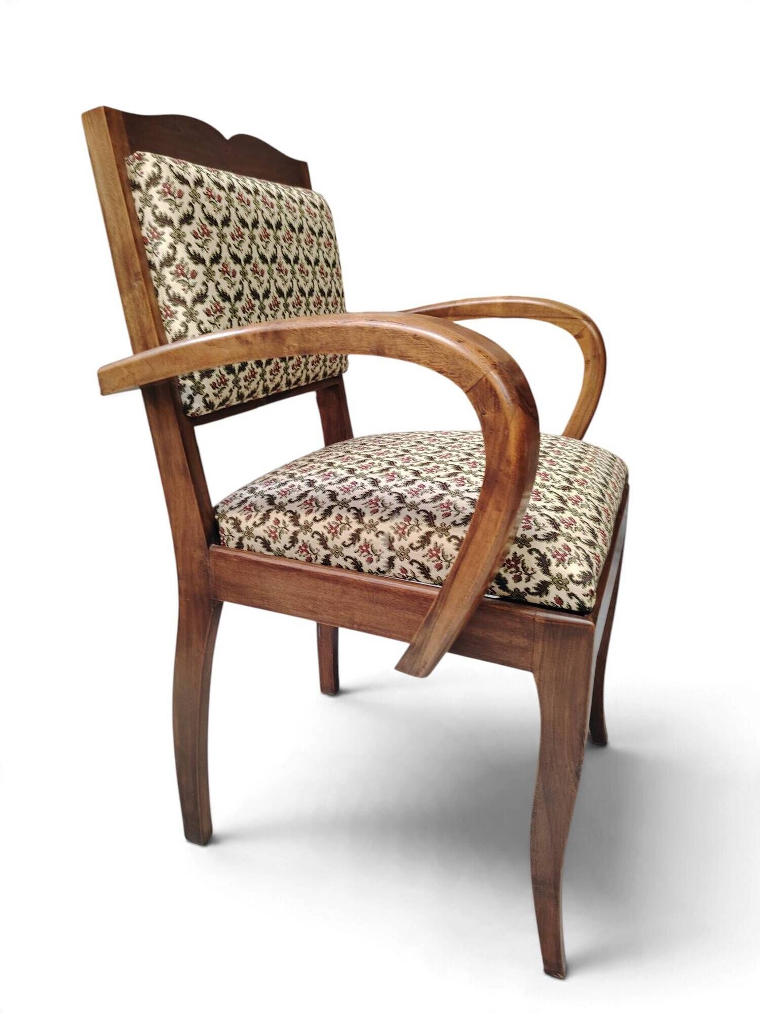 Art Deco armchair with a moustache backrest and curved armrests from the 1930s.