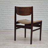 1970s, set of 5 Danish dinning chairs, original condition, teak wood, leather.