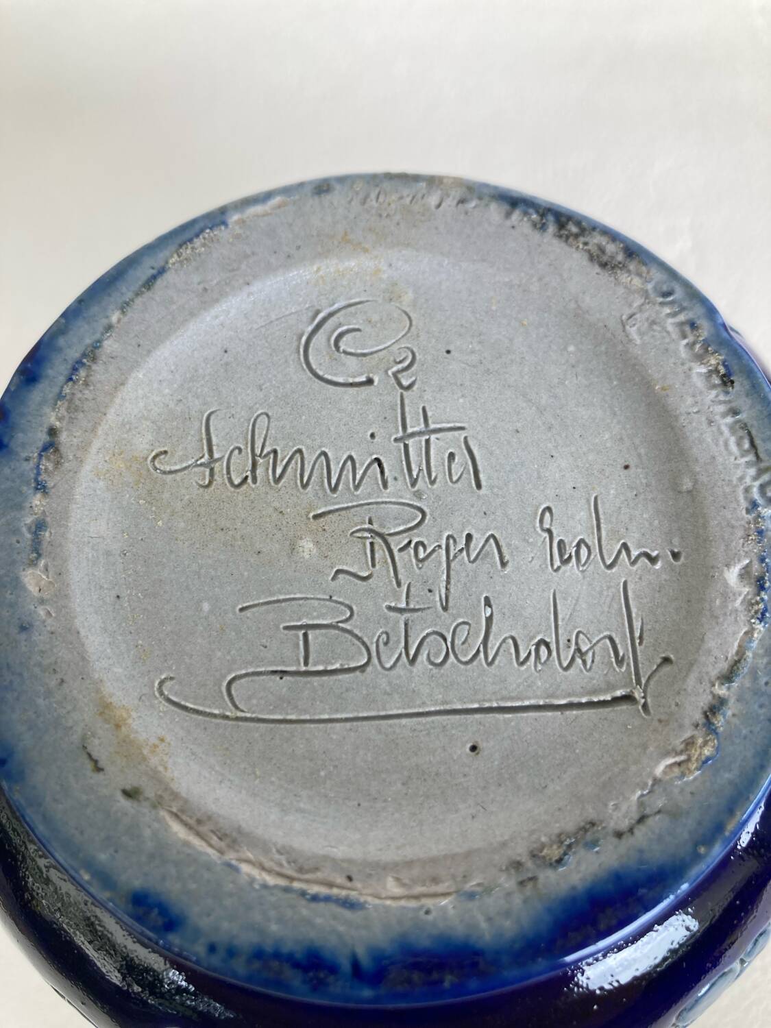 Betschdorf Alsace salt stoneware pitcher signed Schmitter Roger