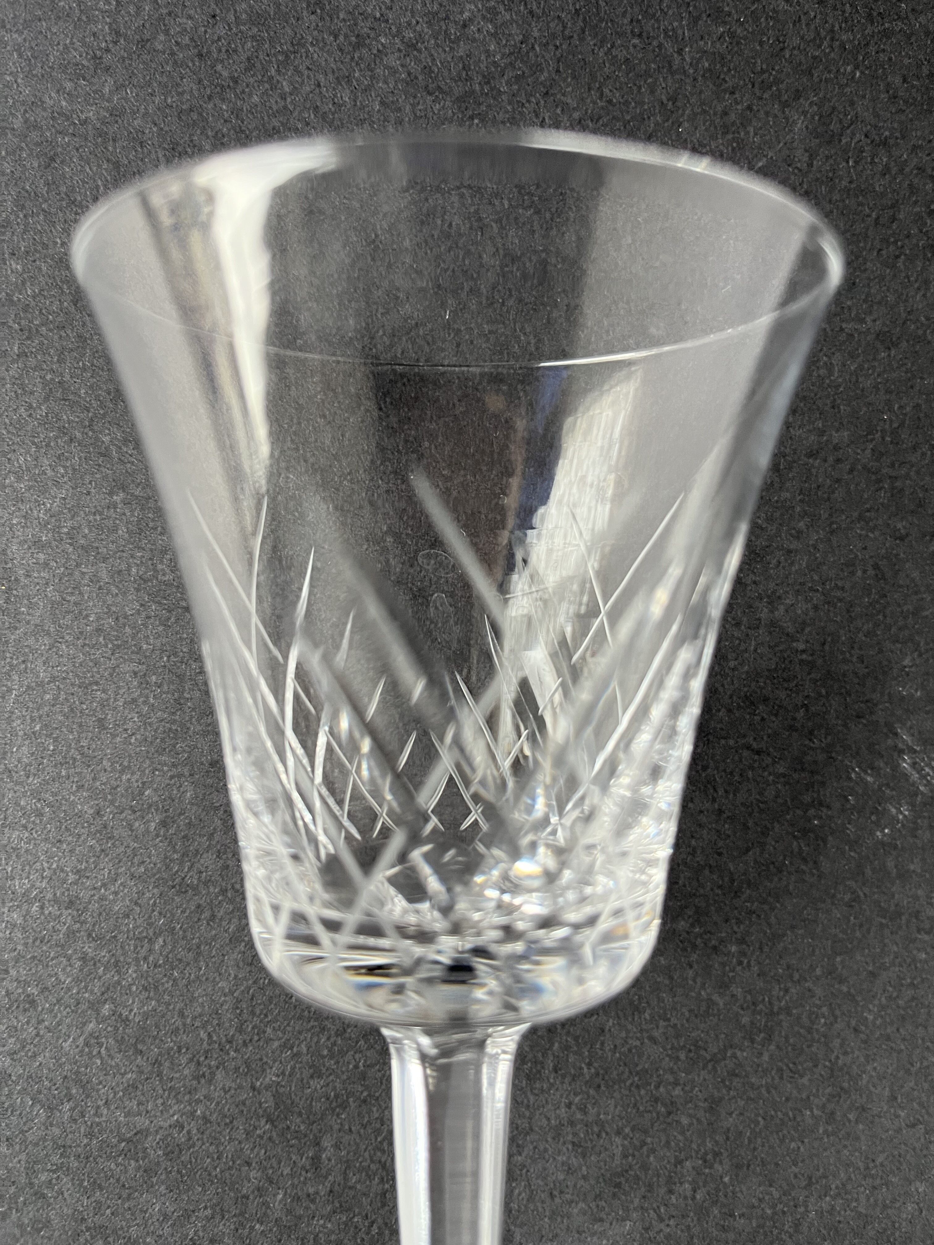 4 carved crystal wine glasses