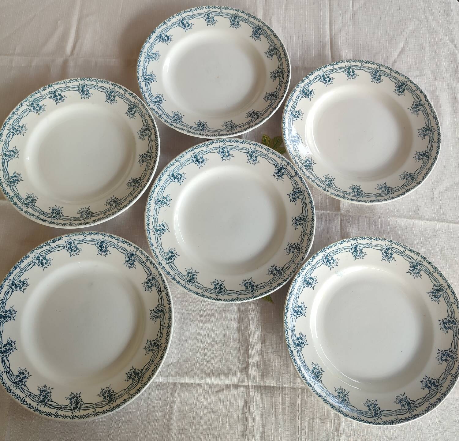 Set of 6 iron earth flat plates St Amand 4006