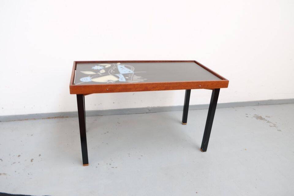 Side table/plant stand in 60s/70s style, made of teak, retro/vintage style.