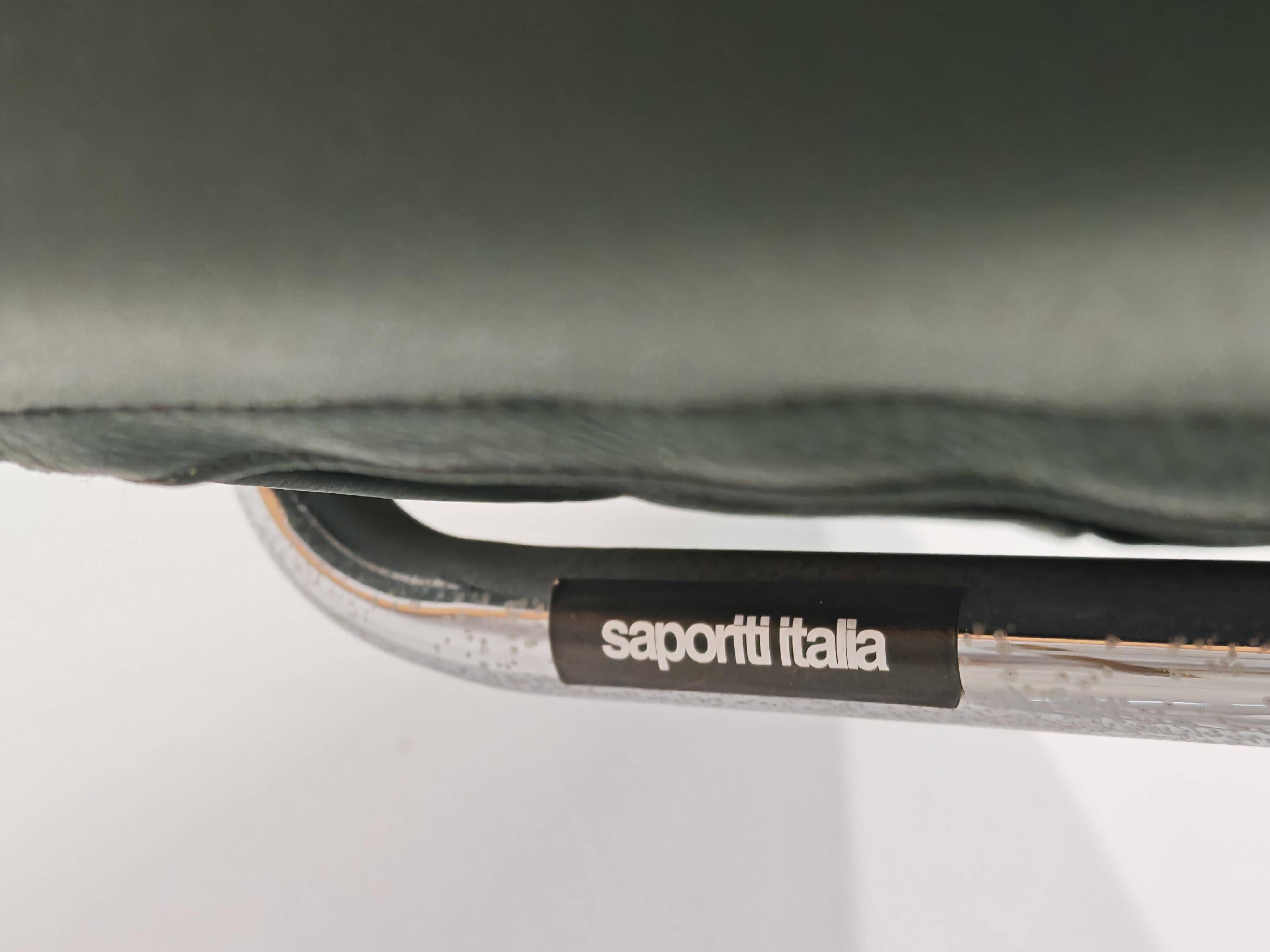 Pair of Dania bar stools in leather by Salvati & Tresoldi for Saporiti.