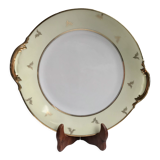 Cream and golden cake dish Limoges porcelain 50s