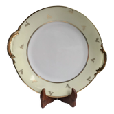 Cream and golden cake dish Limoges porcelain 50s