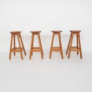 Tabourets de bar scandinaves modernes en pin des années 1970