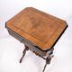 Antique sewing/side table with built-in storage - hand polished mahogany - turned legs - year 1890s