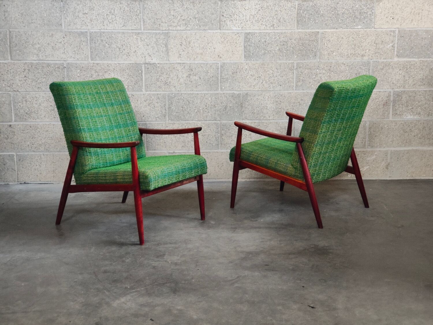 Pair of green armchairs by Jiri Jiroutek for Interier Praha 1960