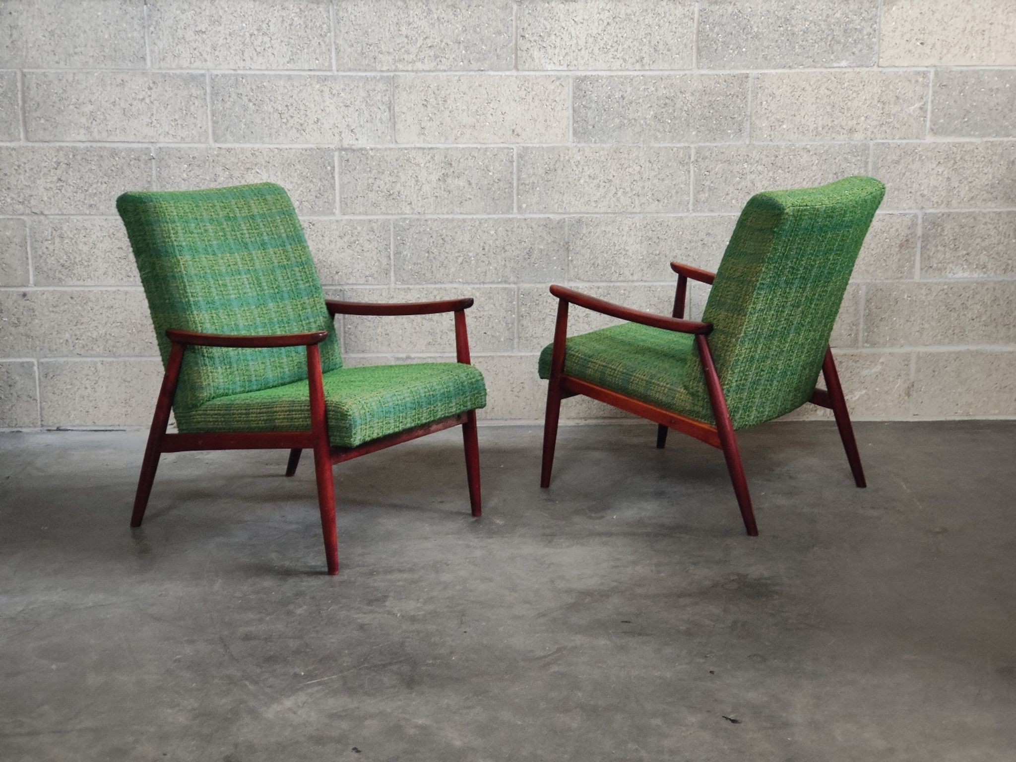 Pair of green armchairs by Jiri Jiroutek for Interier Praha 1960