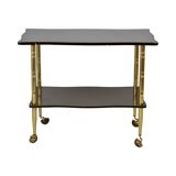 Vintage french bar trolley wood veneer gold brass tv cabinet 1950s design