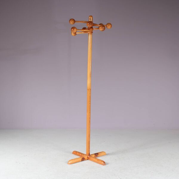 Porte-manteau en bois de pin des années 1970 du Danemark
