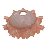 1930s Clear and Milk White Glass Ruffled Lampshade