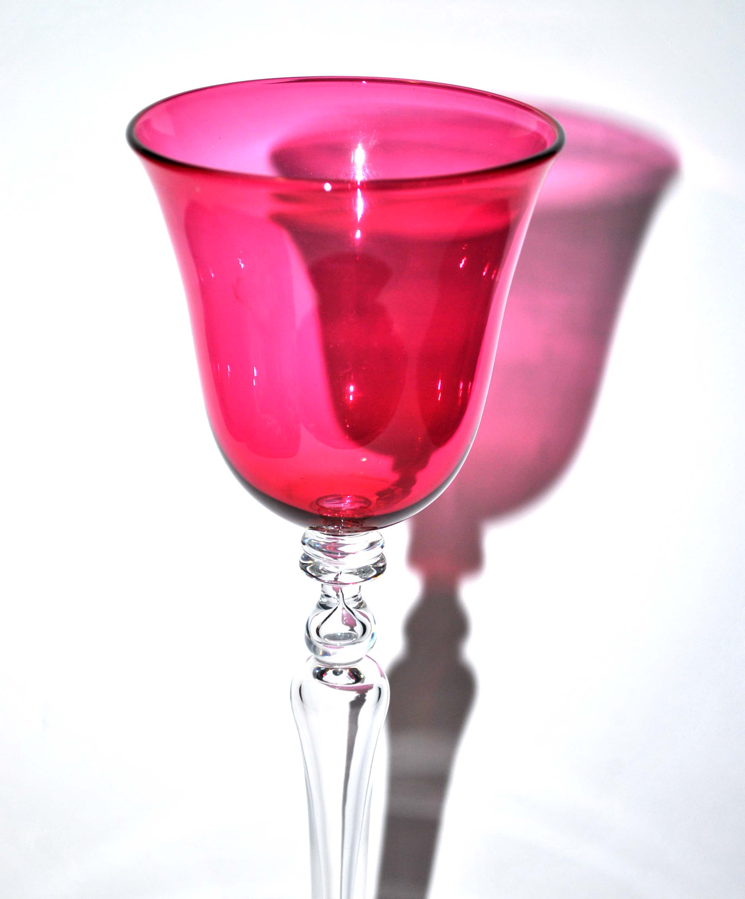 Lined blown crystal stemmed glass