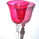 Lined blown crystal stemmed glass