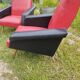 Pair of vintage 60s armchairs – Red and black faux leather