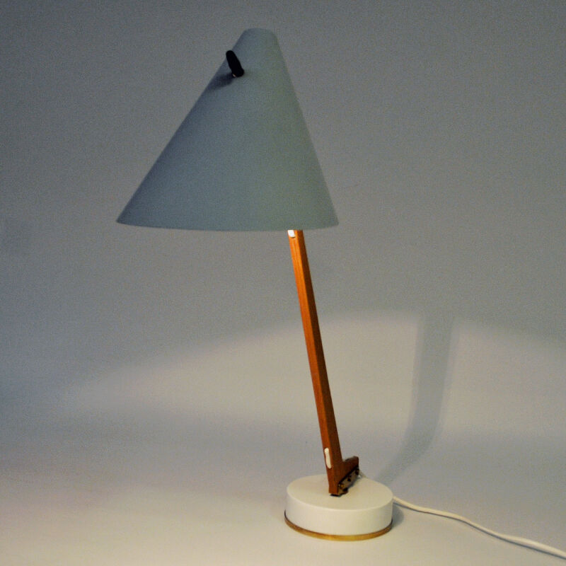 White metal and teak table lamp B54, Hans Agne Jakobsson 1950s Sweden