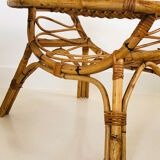 Oval rattan coffee table, Italy 50s