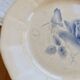 Antique flat plate, ironstone Digoin ivory - Blue rose decoration