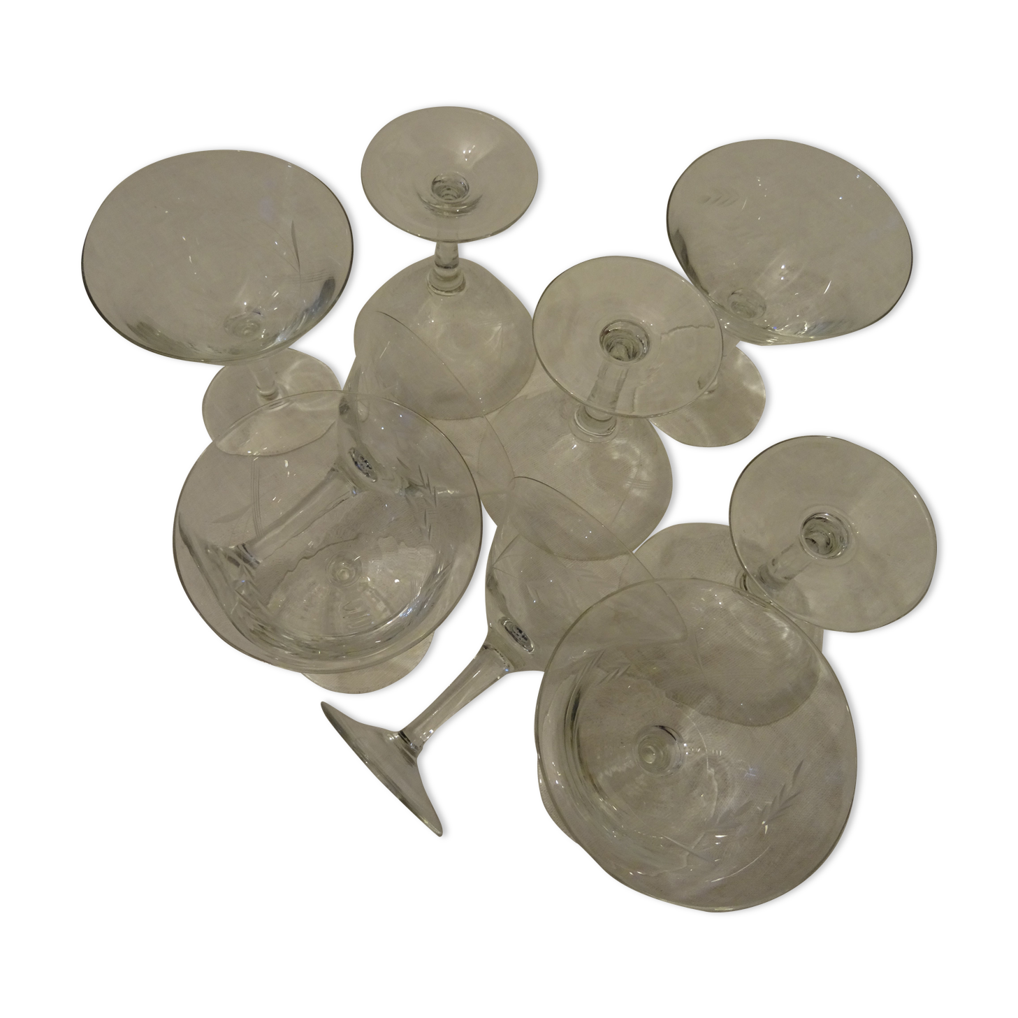 Set of 10 crystal champagne cups