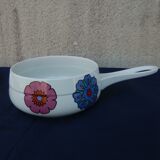 Poêlon caquelon Villeroy and Boch pattern flowers 70s pop age vintage diam 18 cm little served