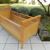 Bed child vintage rattan