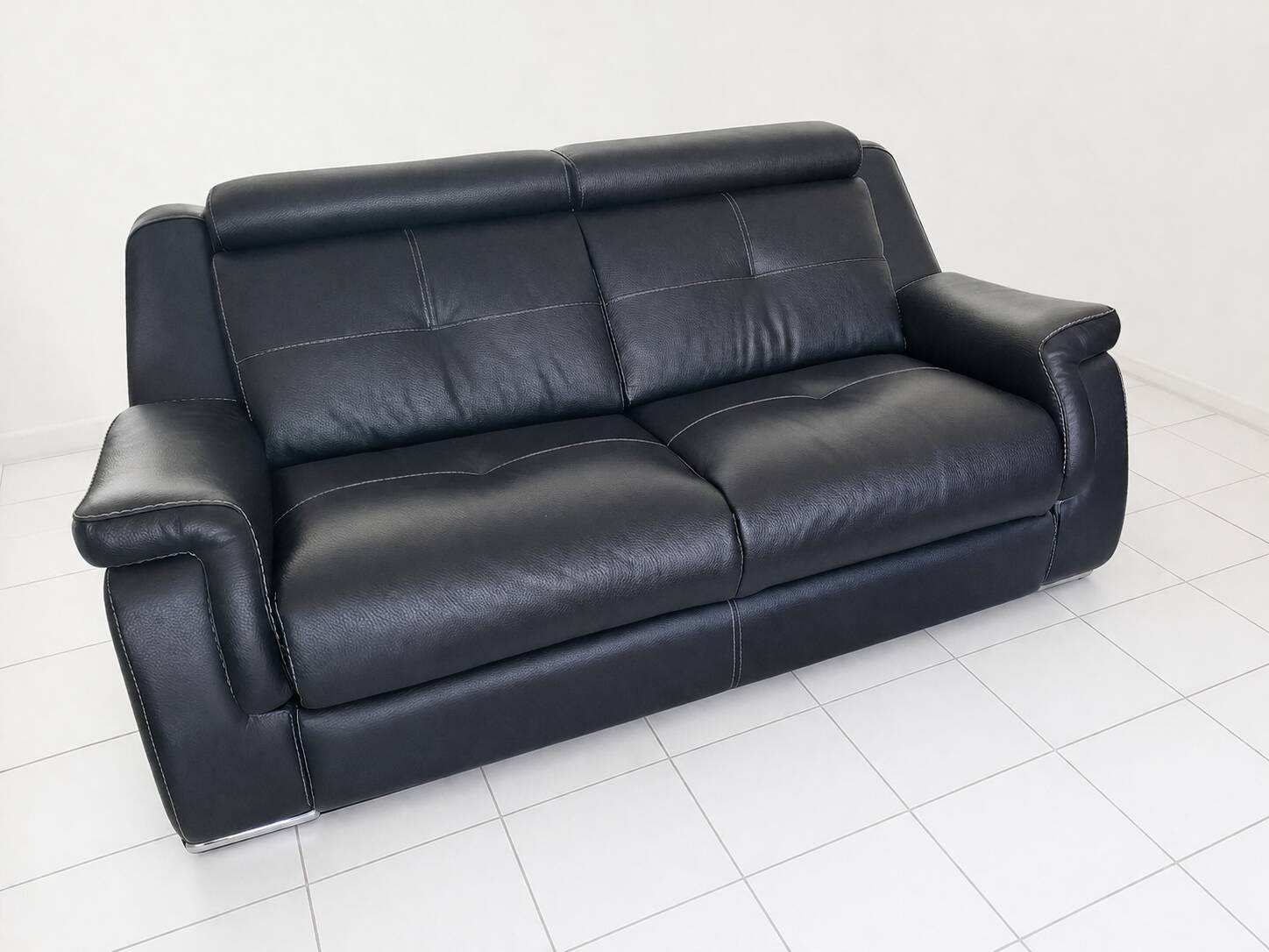 Contemporary black leather sofa