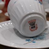 Service à café/thé en porcelaine blanc orné de fleurs bleues Chauvigny FD