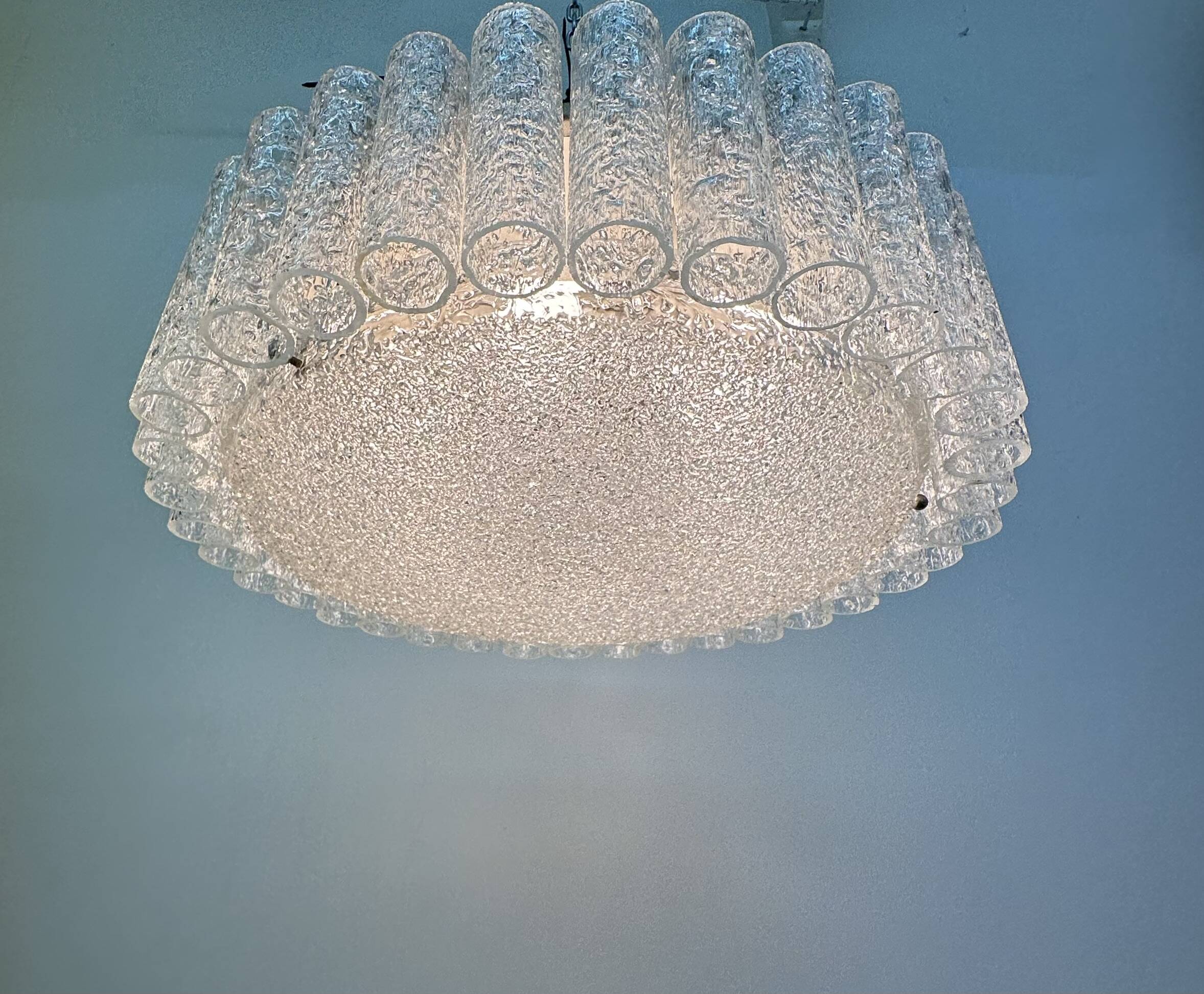 Glass Tubes Chandelier Flush mount from Doria Leuchten, 1960s