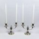 Pair of candlesticks | antique two-armed candelabra in silver-plated metal
