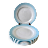 Set of 6 dessert plates sky blue gradient pastel years 40-50