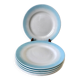 Set of 6 dessert plates sky blue gradient pastel years 40-50