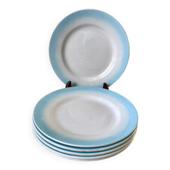 Set of 6 dessert plates sky blue gradient pastel years 40-50