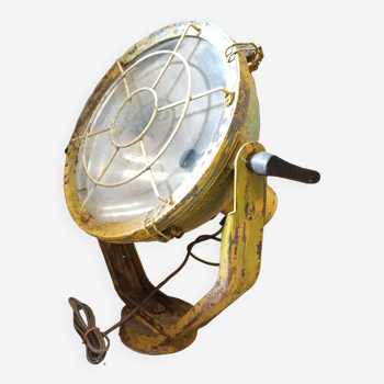 Ancienne lampe projecteur de bateau jaune et verte