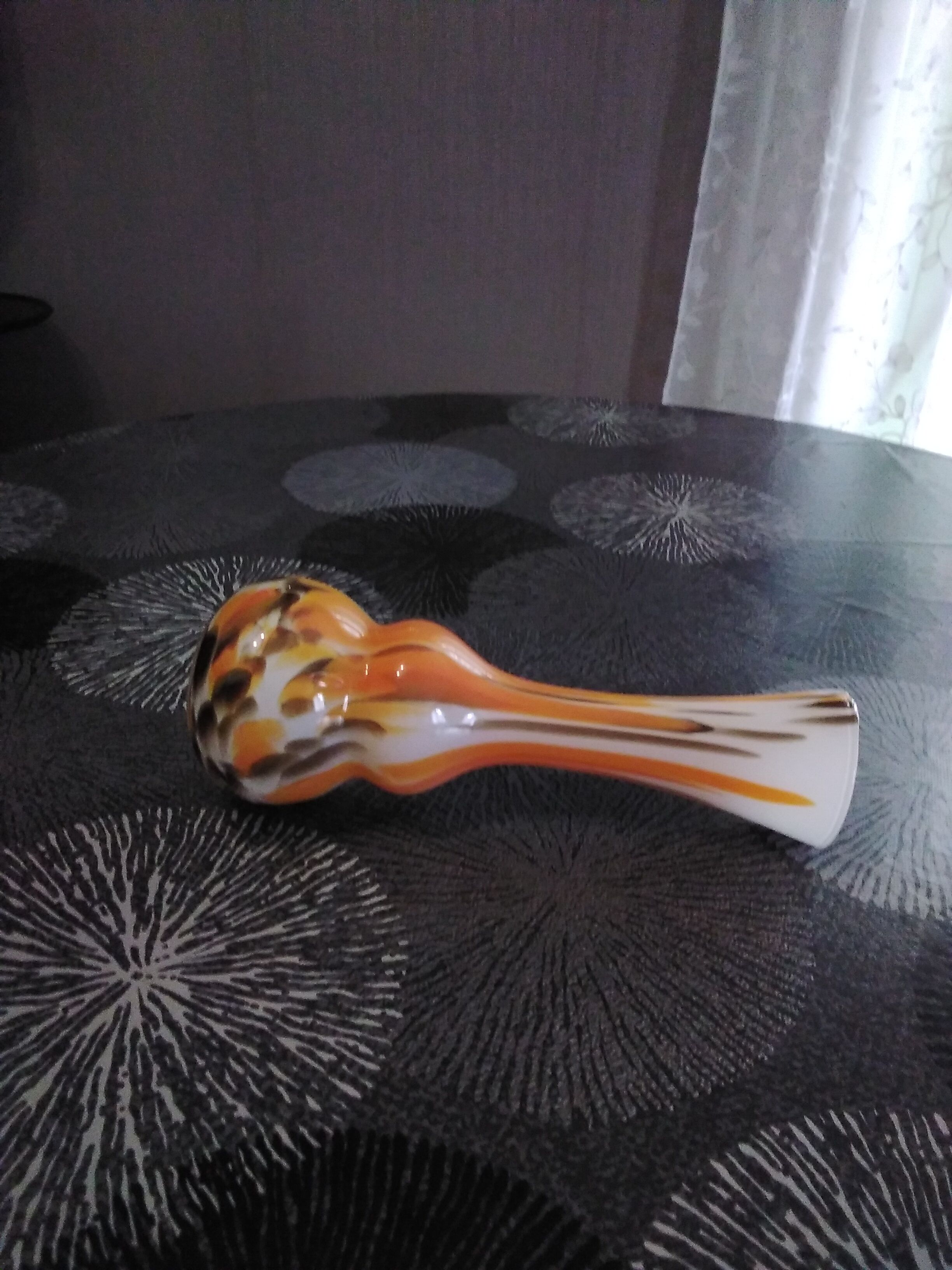 OPALINE VASE ORANGE/BROWN TONE