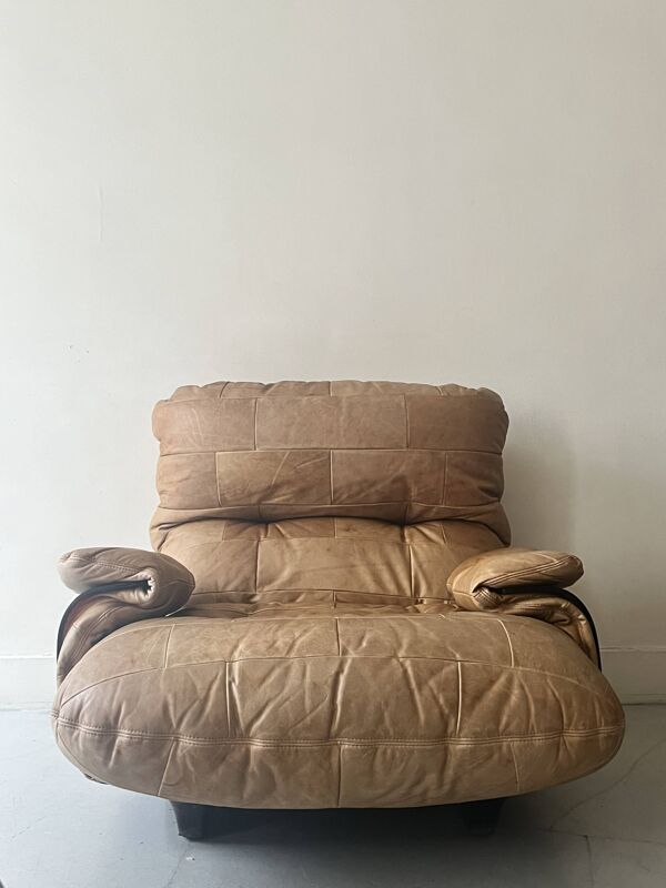 Fauteuil Marsala en cuir par Michel Ducaroy pour Ligne Roset,  1970