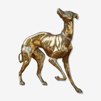 Statue vintage grand chien laiton sculpture statue chien, lévrier, whippet, greyhound